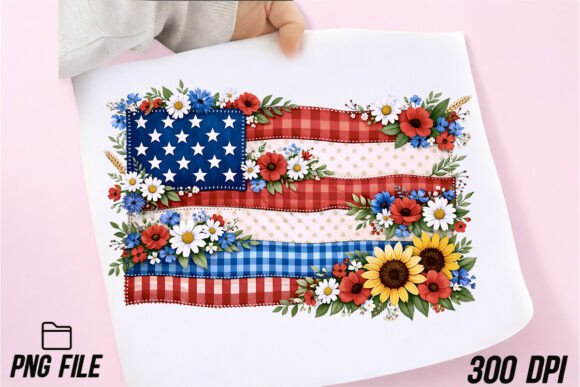 American Flag Floral PNG: A Patriotic Design Asset