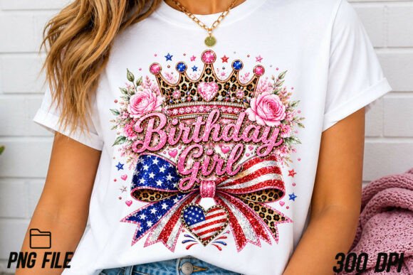 Birthday Girl Png Floral 4th of July PNG: A Festive Design Asset
