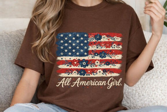 Floral USA Flag Design: A Patriotic PNG for Creative Projects