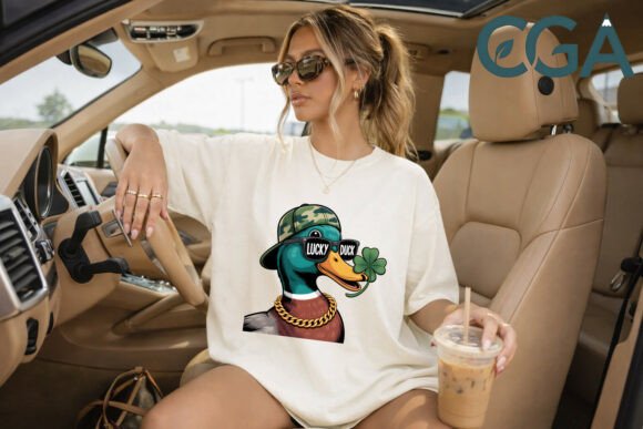 Lucky Duck Png, Patrick Day Png: Streetwear Design