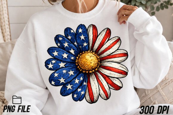 Patriotic Daisy PNG: Versatile Floral Design for Creators