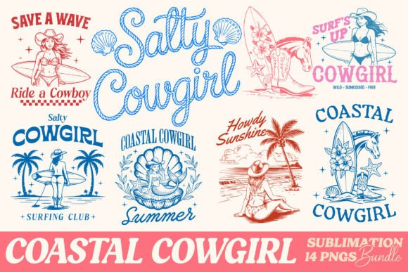Saddle Up for Summer: The Coastal Cowgirl PNG Bundle