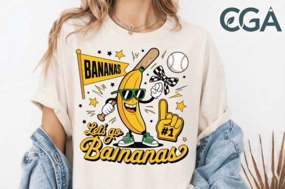 Step Up to the Plate with the Let's Go Bananas Baseball PNG
