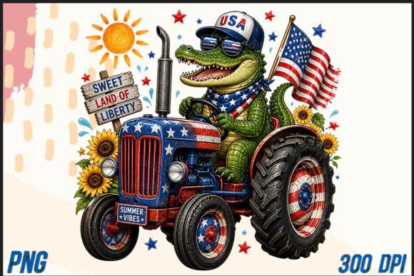 Summer Tractor with Alligator PNG: A Splash of Playful Charm for Your Designs